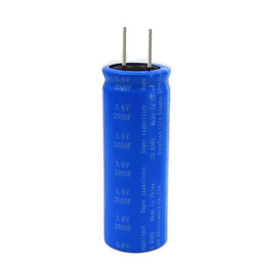 डबल इलेक्ट्रिक रेडियल लेयर फैराड कैपेसिटर बैटरी 3.6v 2000f