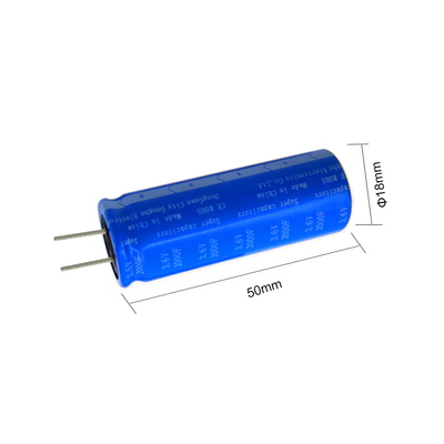 डबल इलेक्ट्रिक रेडियल लेयर फैराड कैपेसिटर बैटरी 3.6v 2000f