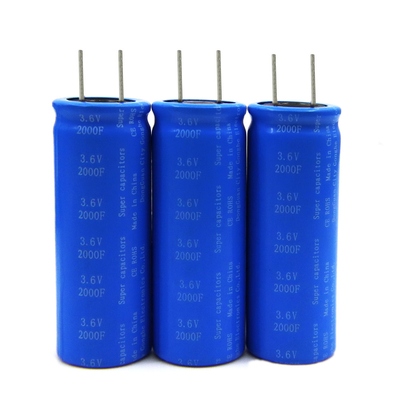 डबल इलेक्ट्रिक रेडियल लेयर फैराड कैपेसिटर बैटरी 3.6v 2000f